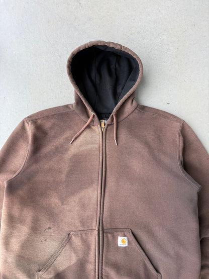 Vintage Faded Brown Carhartt Zip Up Hoodie [L]