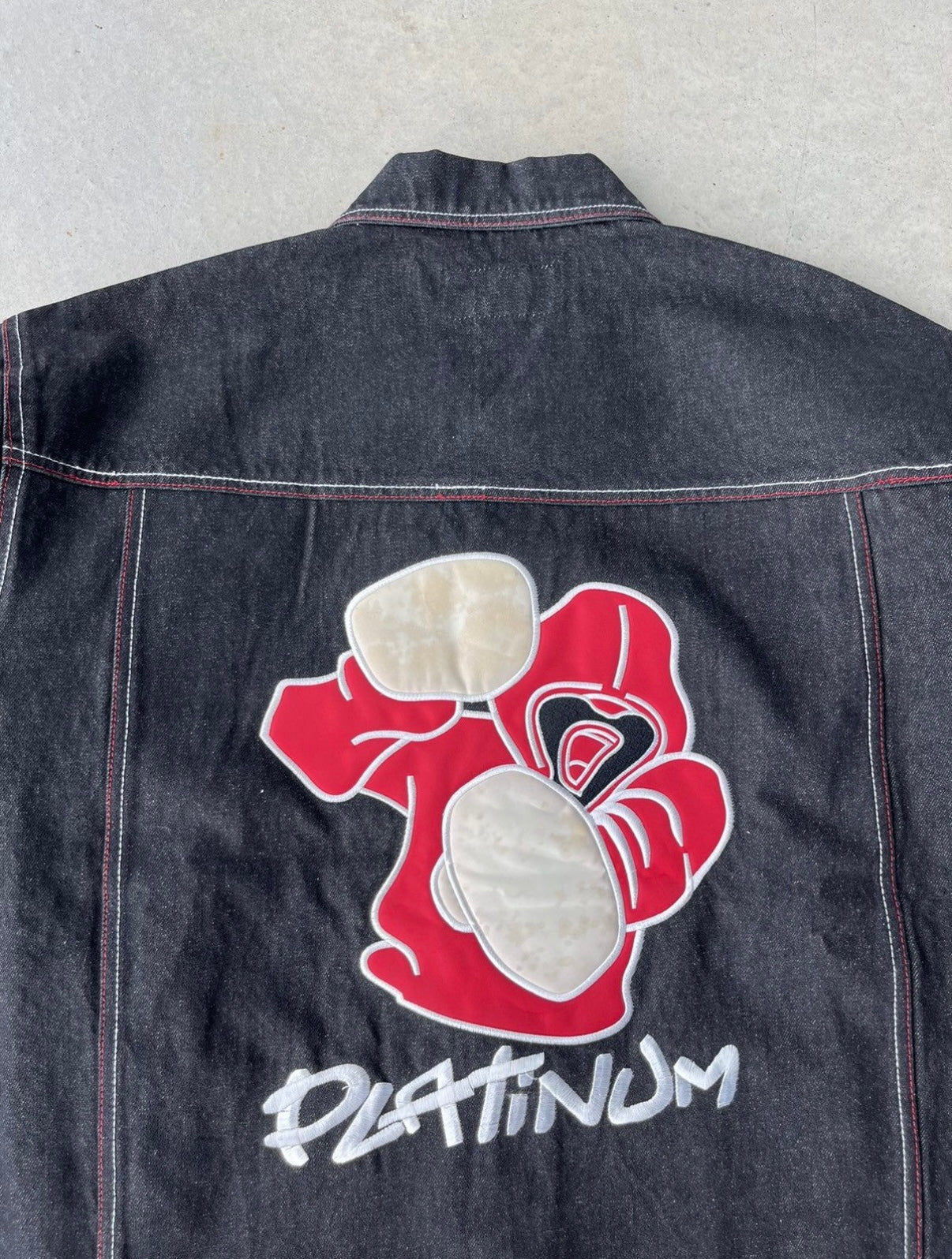 Y2K Rock Man Black Embroidered Jean Jacket [L]