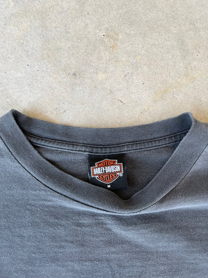 00’s Sun Faded Harley Davidson Concord, NC Flame T-Shirt [M]
