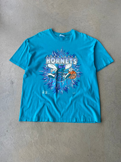 1995 Charlotte Hornets Flames T Shirt [XL]