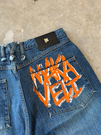 Y2K Makaveli Tupac Denim Shorts [36]