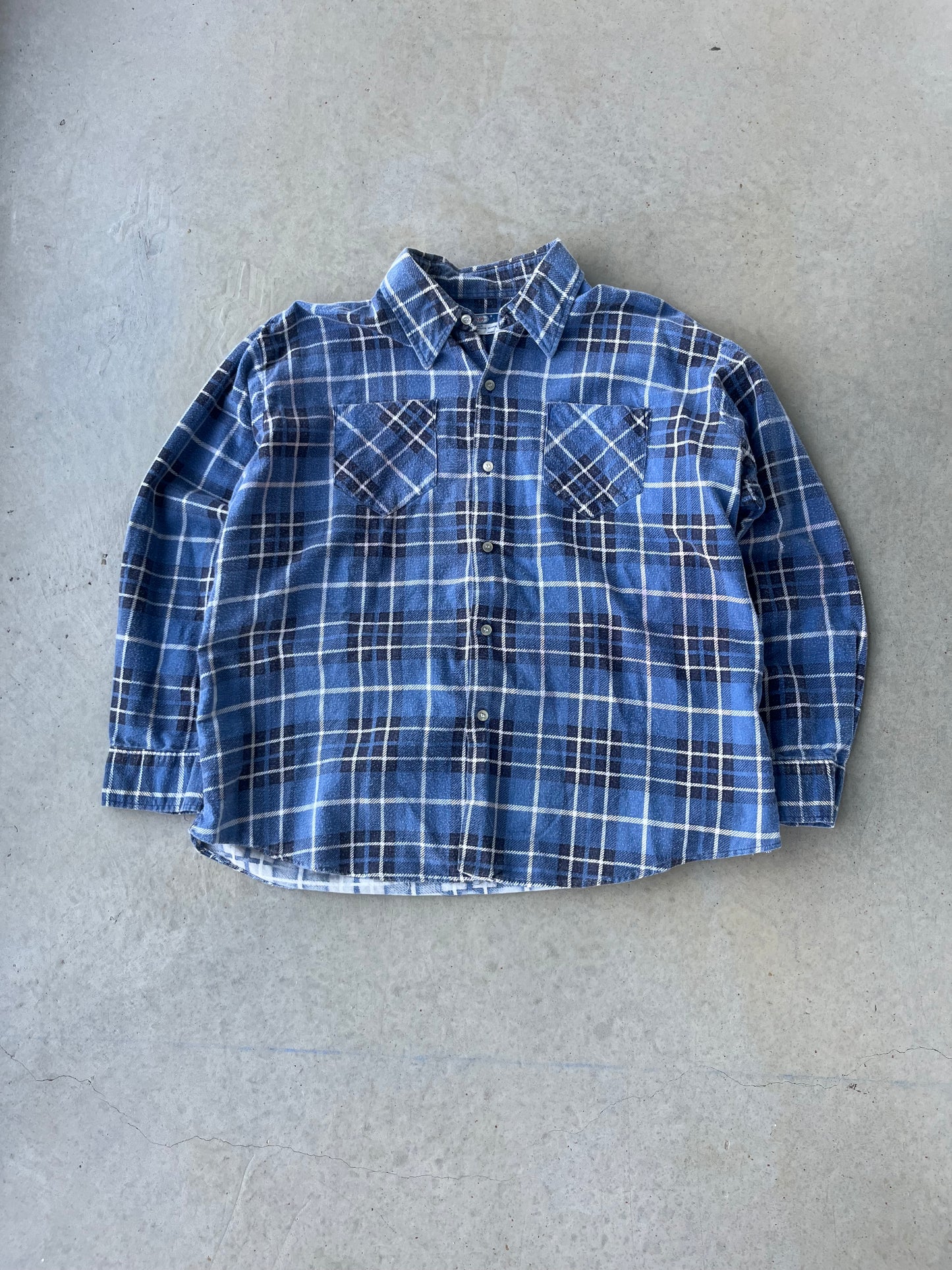 80's Blue Cotton Flannel [L]