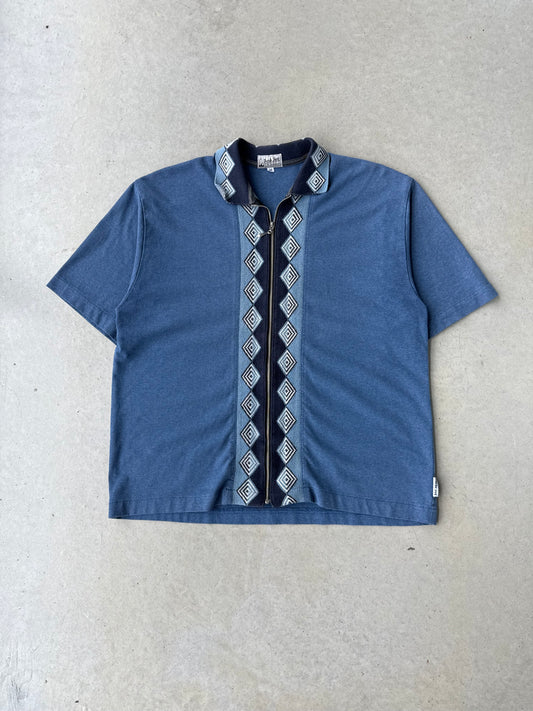 80’s Aztec Full Zip Short Sleeve Polo [M]