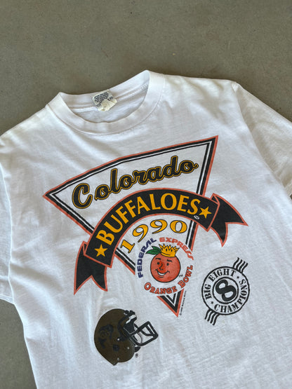 ‘90 Univ. of Colorado Football Orange Bowl T-Shirt [L]