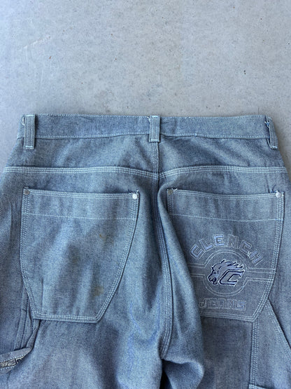 Y2K Clench Jeans Silver Baggy Rave Pants [34x33]