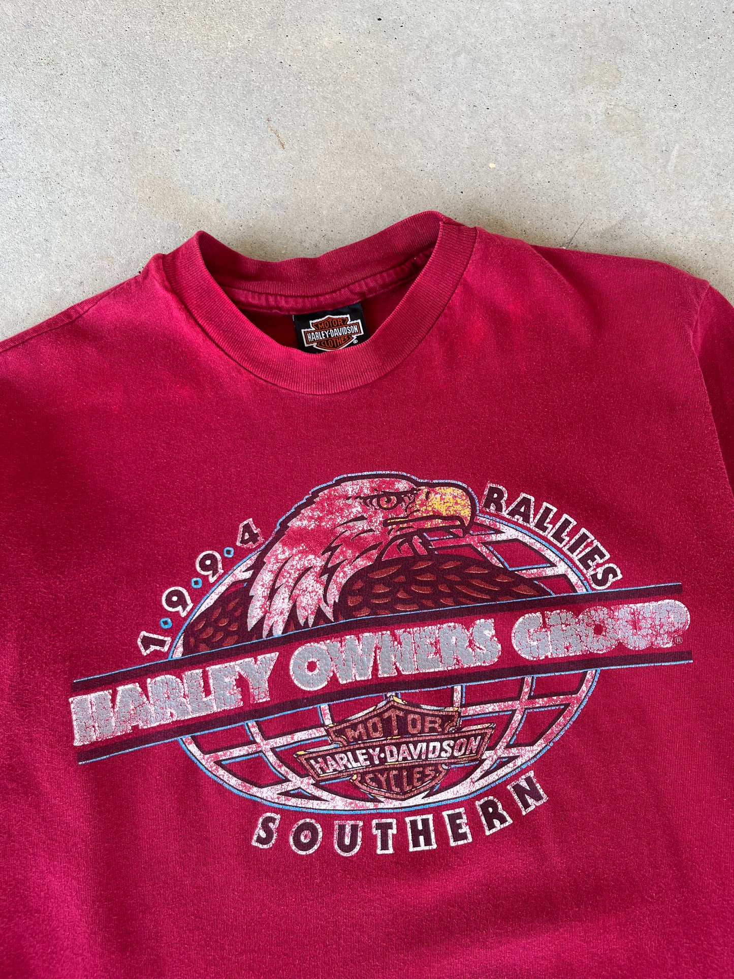 1994 Maroon Harley Davidson Asheville, NC T-Shirt [M]