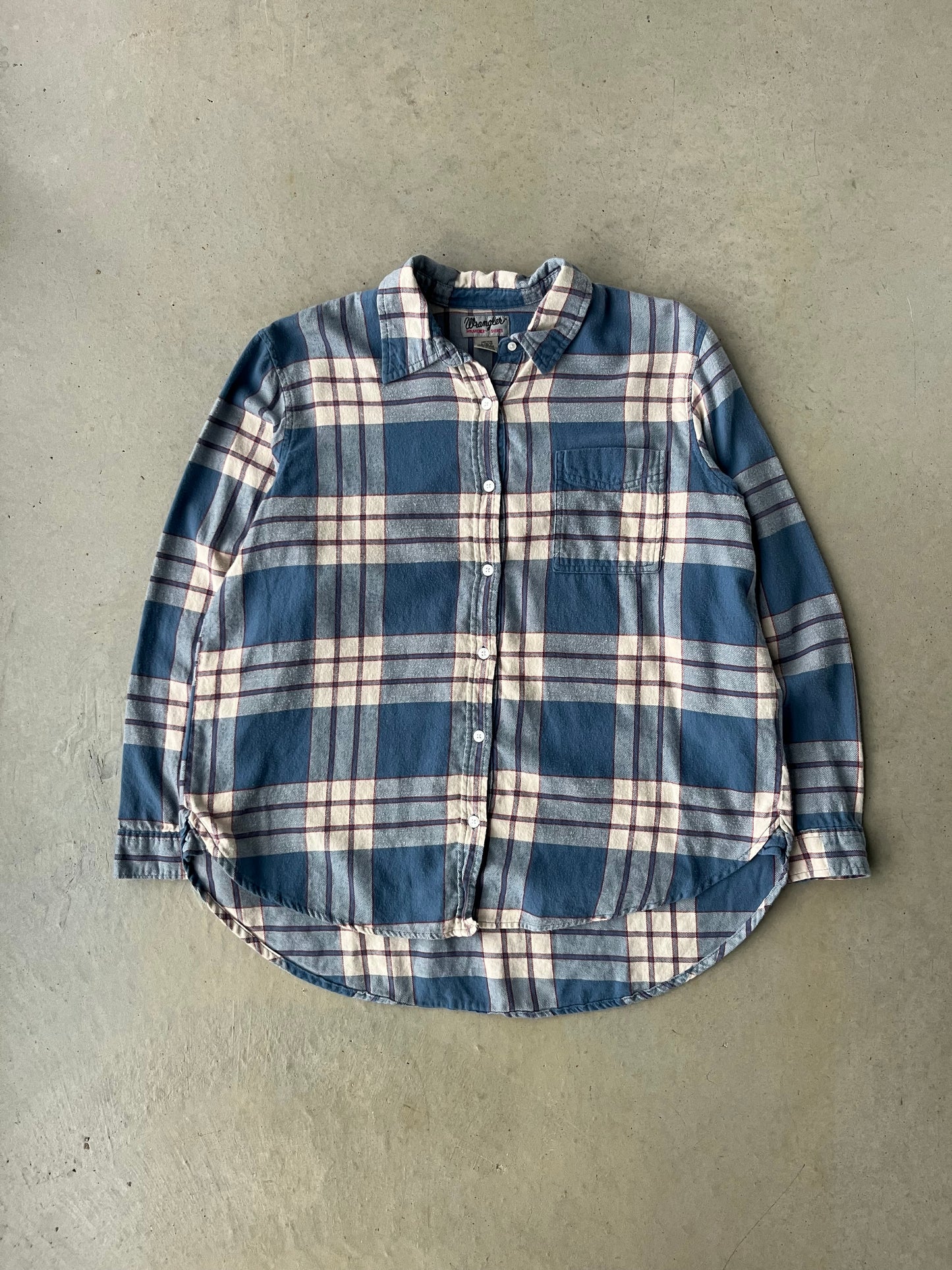 00s Wrangler Plaid Light Blue Flannel [L]