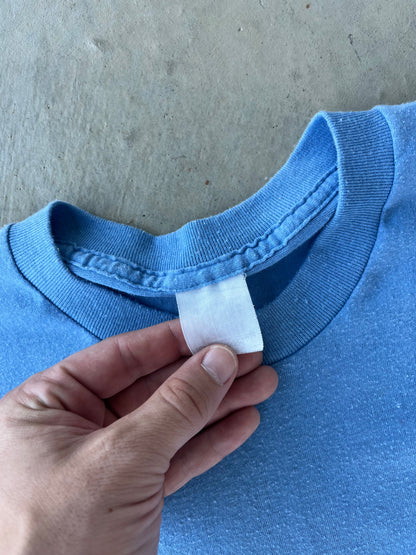 80's Light Blue Blank Pocket T Shirt [M]