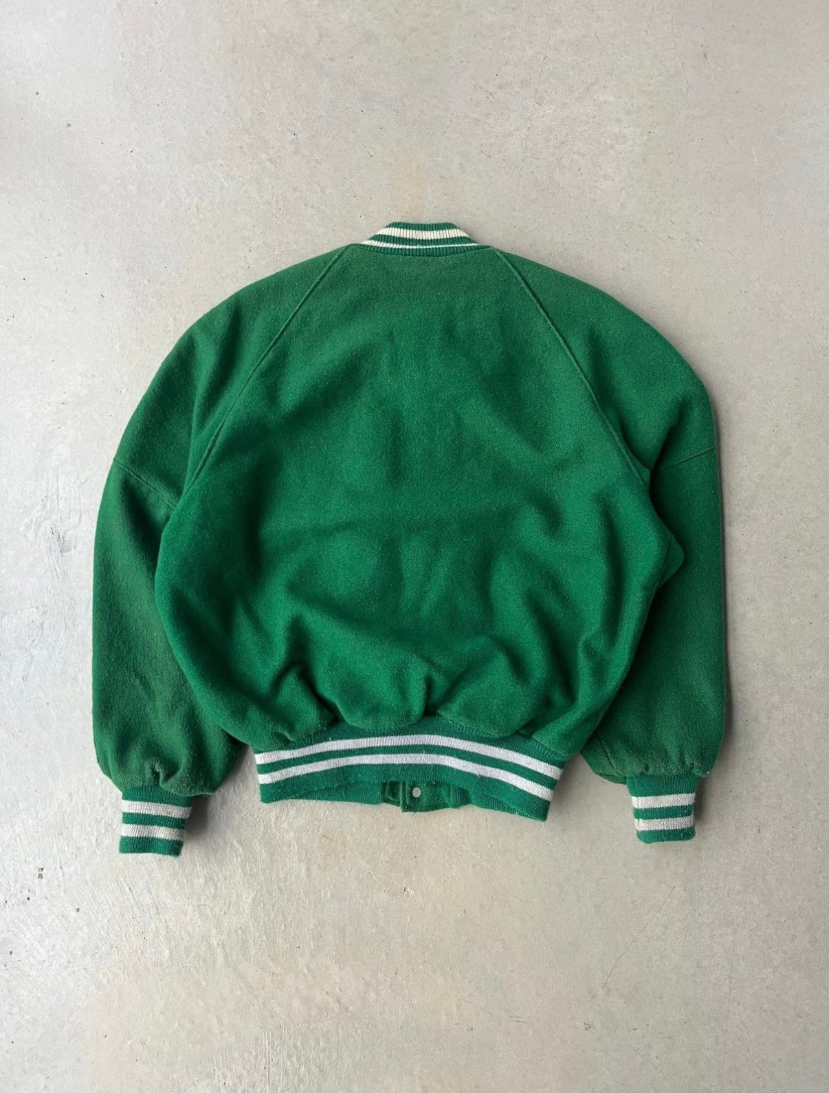 90s Green Varsity Letterman Jacket [L]