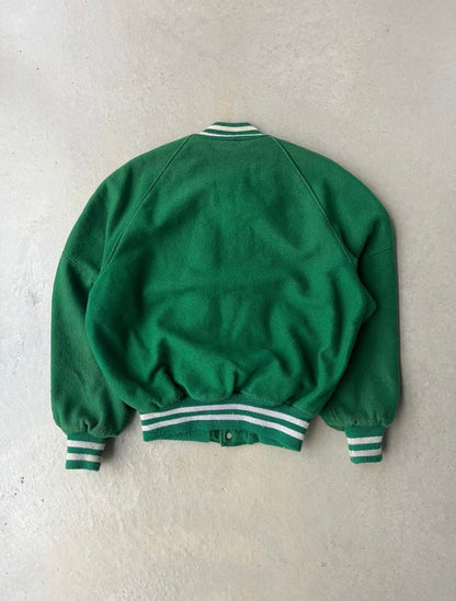 90s Green Varsity Letterman Jacket [L]