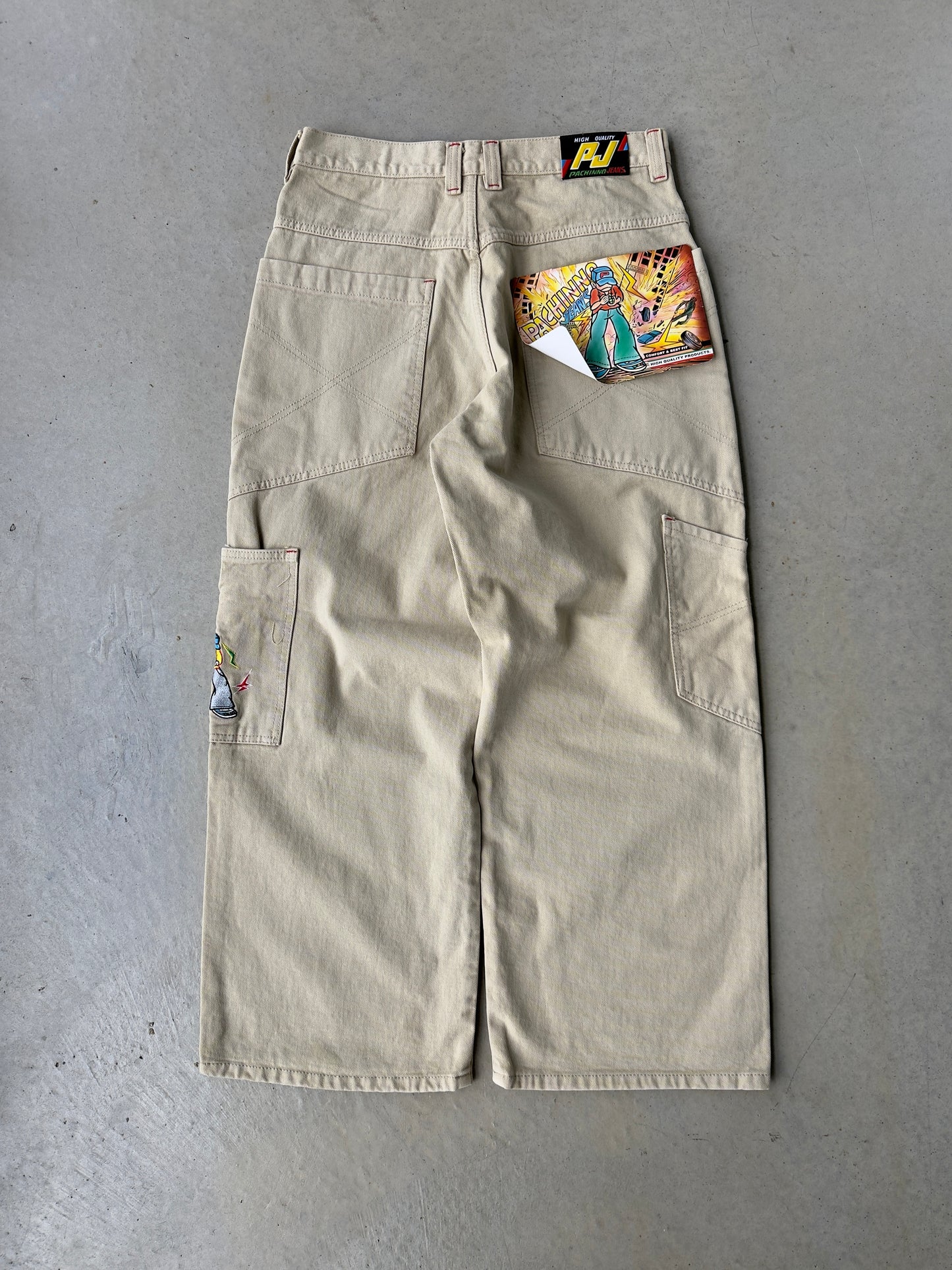 Y2K Pachinno Embroidered Wide Leg Denim Jeans [33x29]