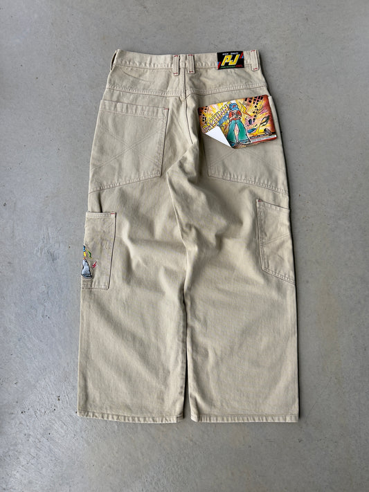 Y2K Pachinno Embroidered Wide Leg Denim Jeans [33x29]