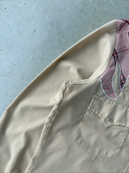 90s Western Pearl Snap Long Sleeve Shirt [M]