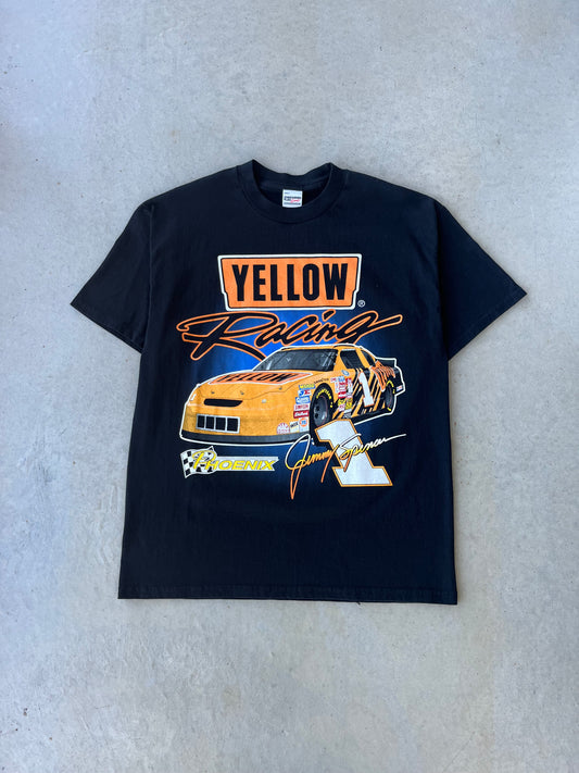 '02 Mr.Excitement Nascar Yellow Racing T-Shirt [L]