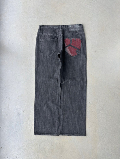 Y2K Rocawear Embroidered Black Baggy Pants [35x32]