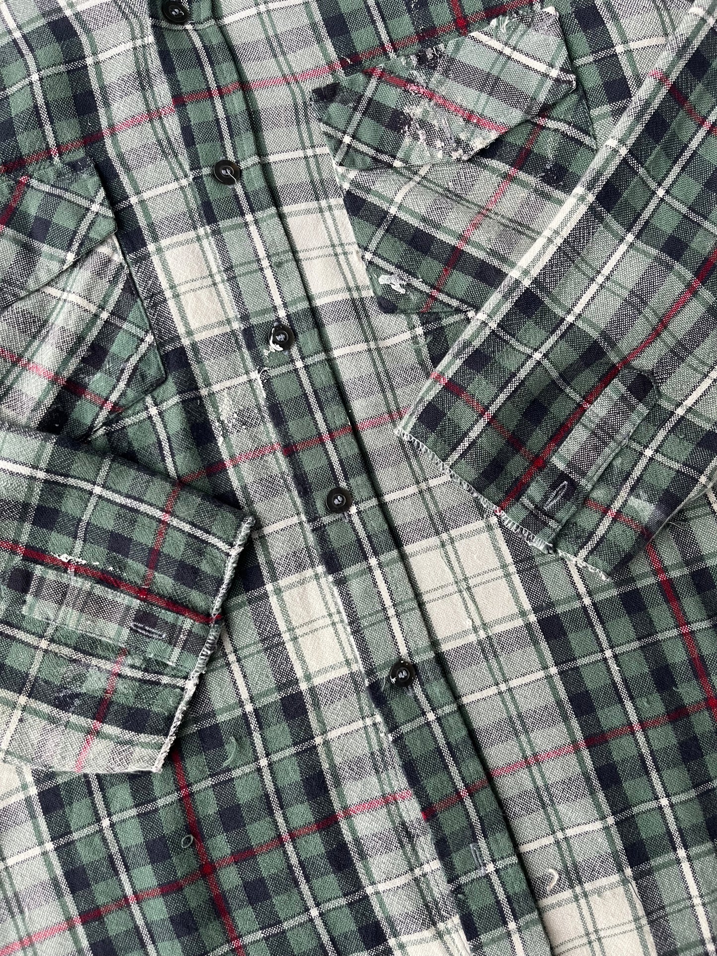 90s Plaid Green Acrylic Flannel [M]