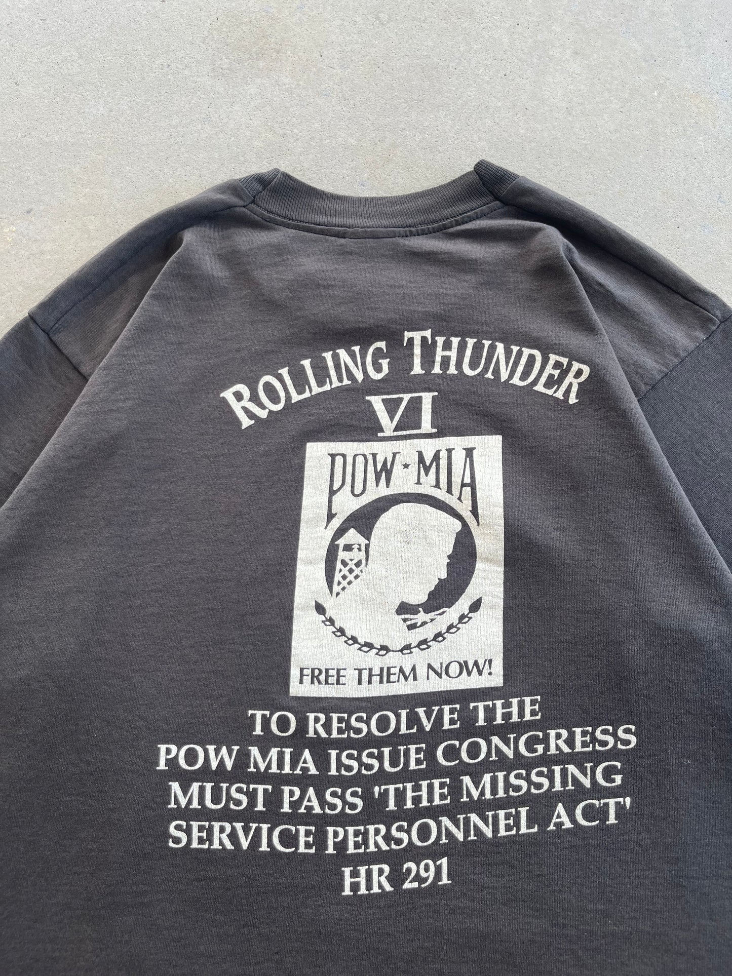 90’s Rolling Thunder POW MIA Biker T-Shirt [L]