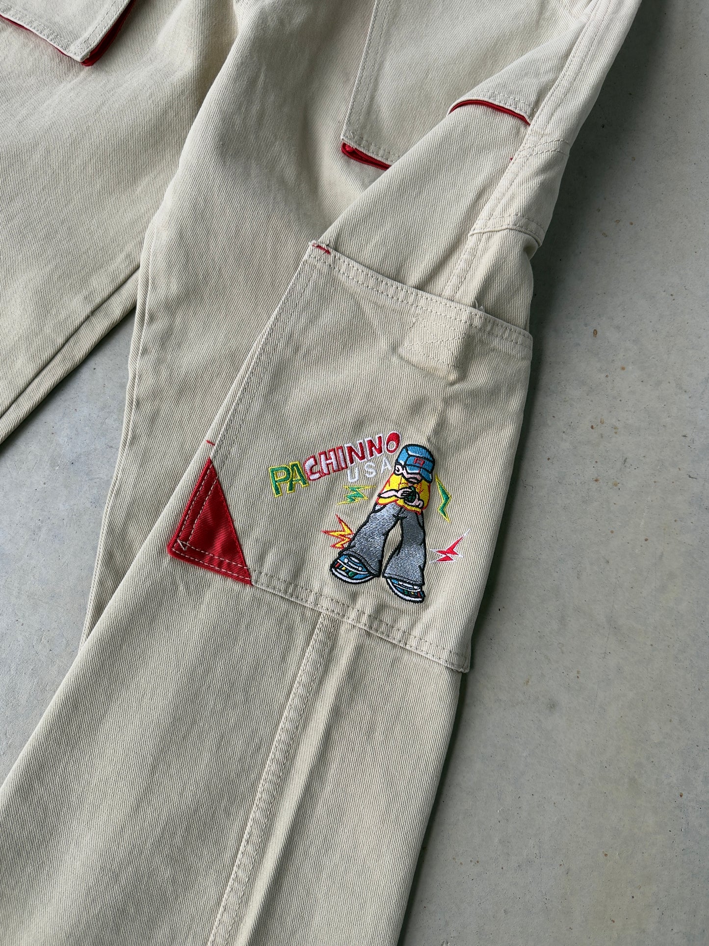 Y2K Pachinno Embroidered Wide Leg Denim Jeans [33x29]