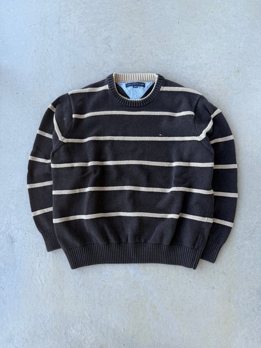 00’s Tommy Hilfiger Brown Striped Sweater [XL]