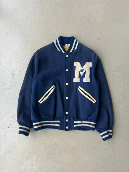 90s Varsity Letterman Blue Jacket [L]