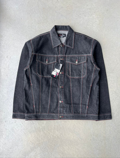 Y2K Rock Man Black Embroidered Jean Jacket [L]