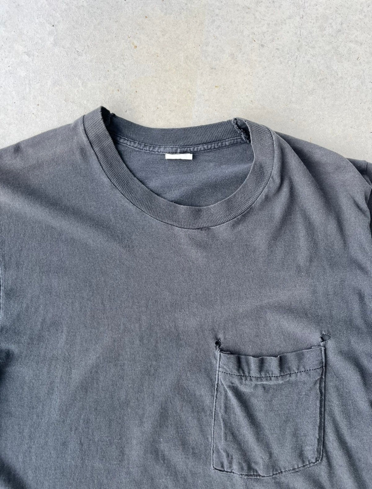 80's Black Blank Pocket T Shirt [M]