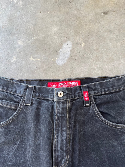 Y2K Black JNCO Bulldog Baggy Shorts [36]