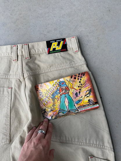 Y2K Pachinno Embroidered Wide Leg Denim Jeans [33x29]
