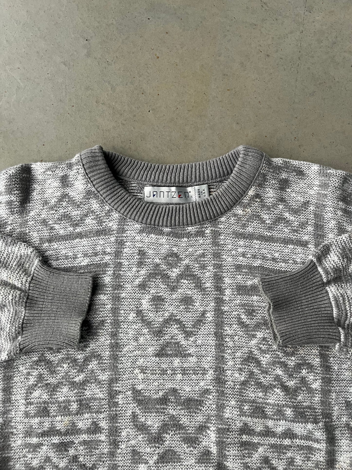 90s Jantzen Knit Grey Sweater [L]