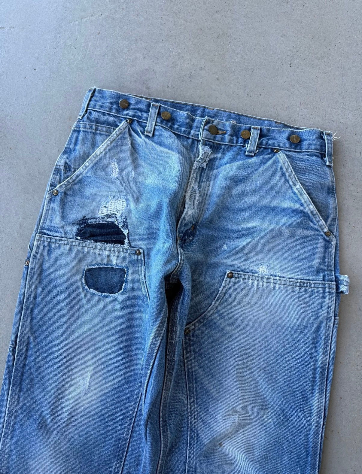 90’s Carhartt Double Knee Denim Thrashed Pants [34x30]