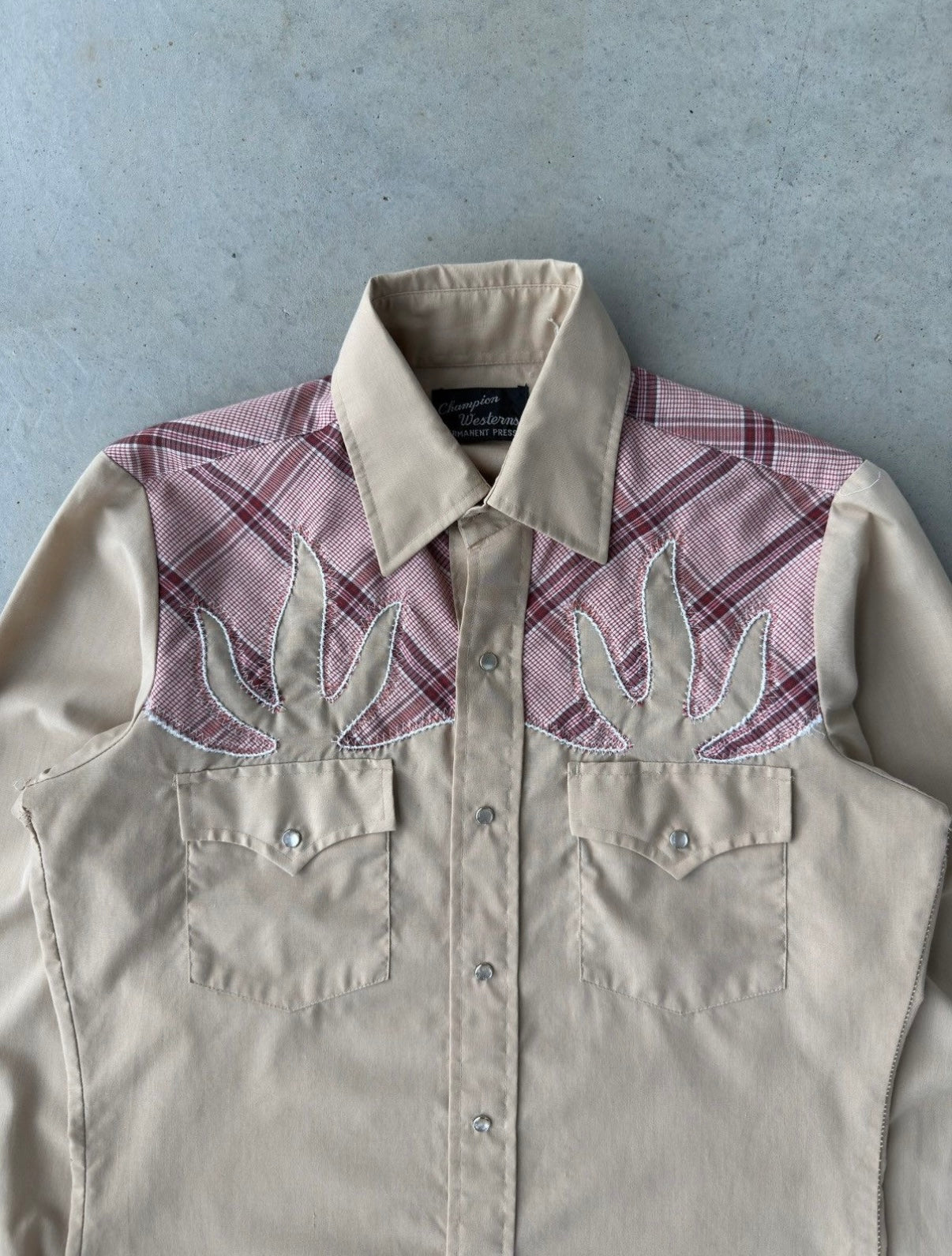 90s Western Pearl Snap Long Sleeve Shirt [M]