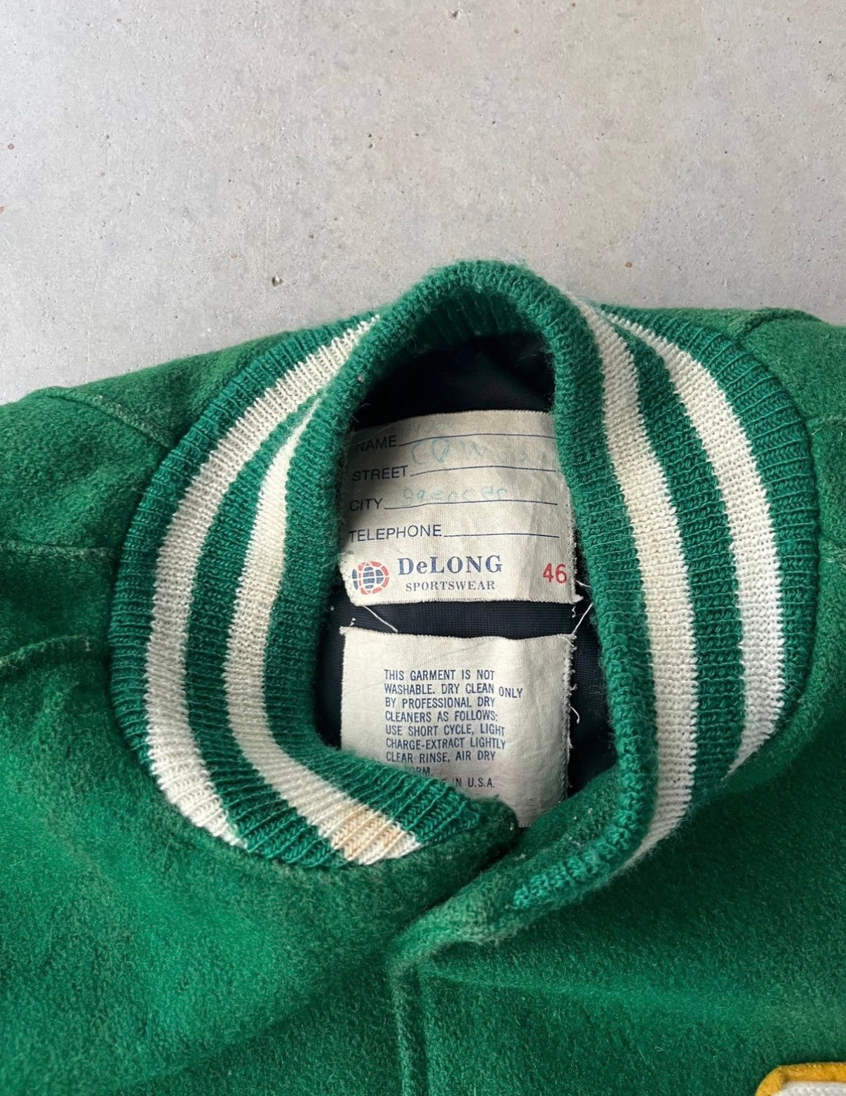 90s Green Varsity Letterman Jacket [L]