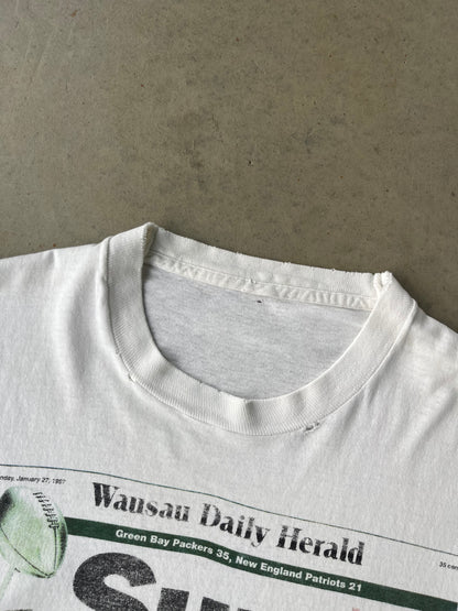 90's Brett Farve Green Bay Packers Newspaper T Shirt [XL]