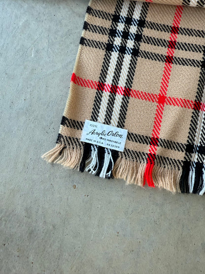 90’s Acrylic Beige Plaid Scarf