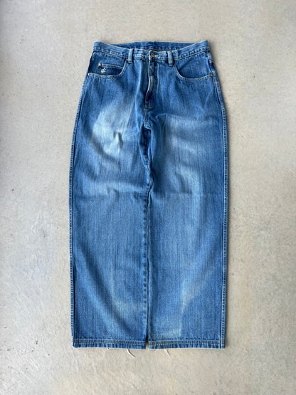 Y2K Rocawear Embroidered Baggy Blue Jeans [36x34]