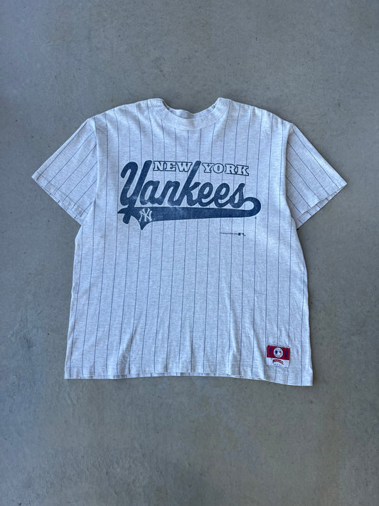 90s New York Yankees Pinstripe Nutmeg T-Shirt [L]