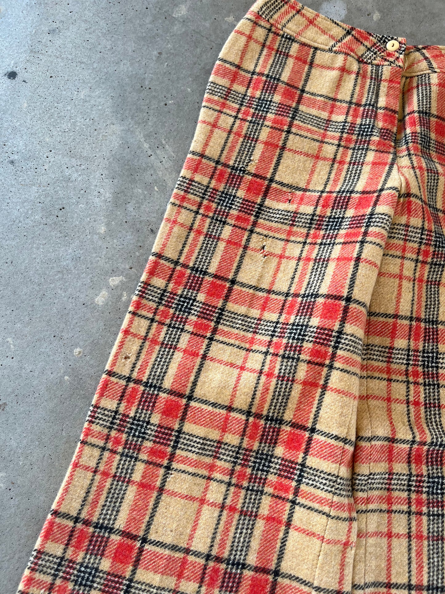 1970’s Wool Flared Plaid Pants [28x28]