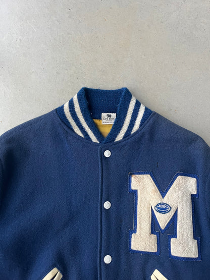 90s Varsity Letterman Blue Jacket [L]