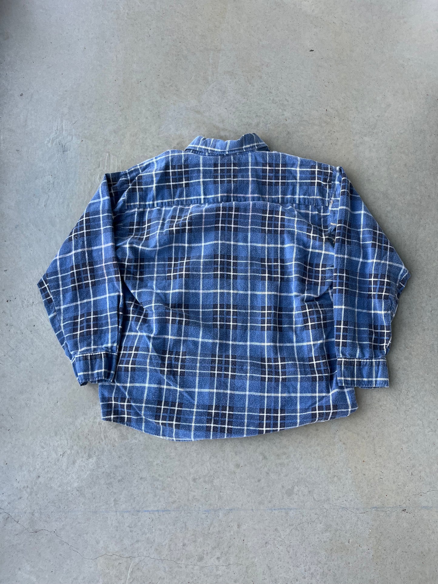 80's Blue Cotton Flannel [L]