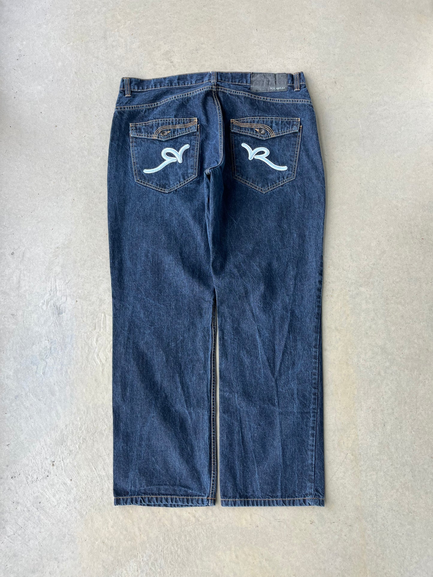 Y2K Rocawear Light Blue Embroidered Baggy Pants [40x34]