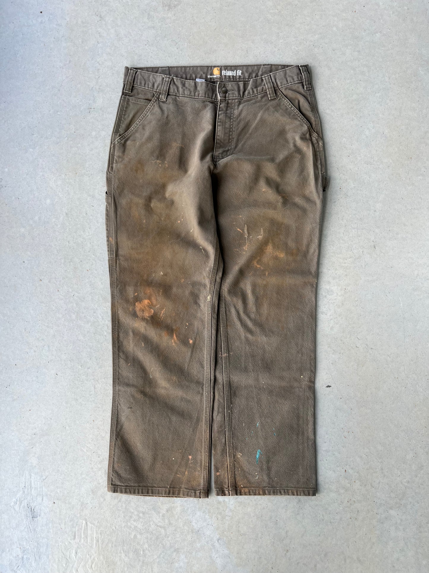 00’s Carhartt Brown Paint Splattered Work Pants [36x30]