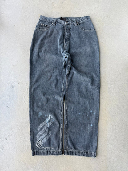 Y2K Rocawear Thrashed Black Baggy Pants [34x32]