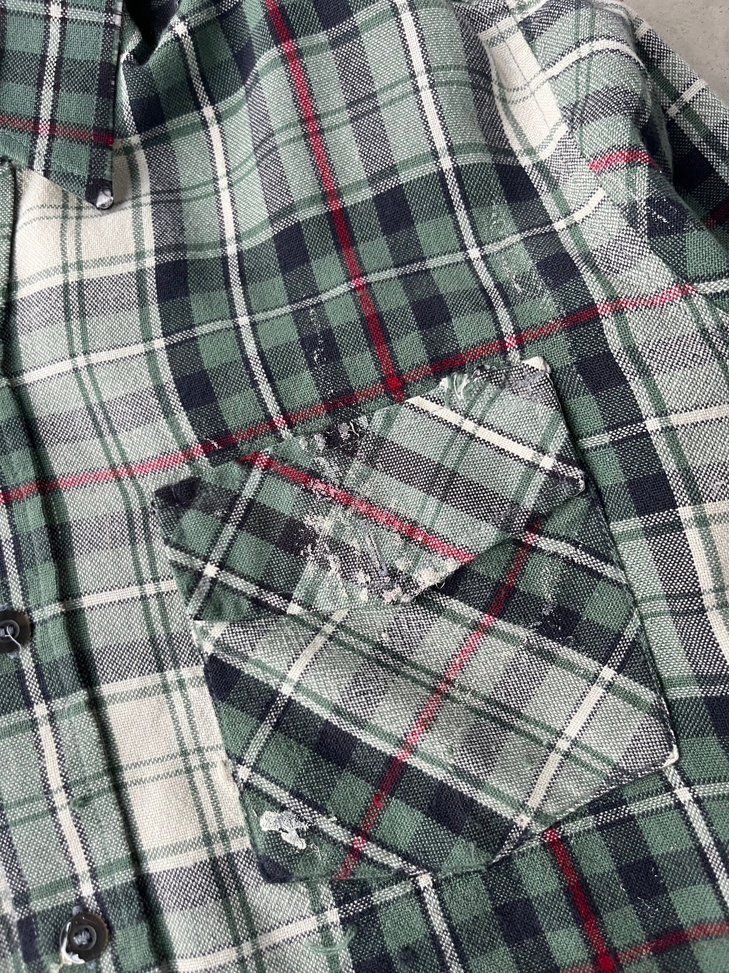 90s Plaid Green Acrylic Flannel [M]