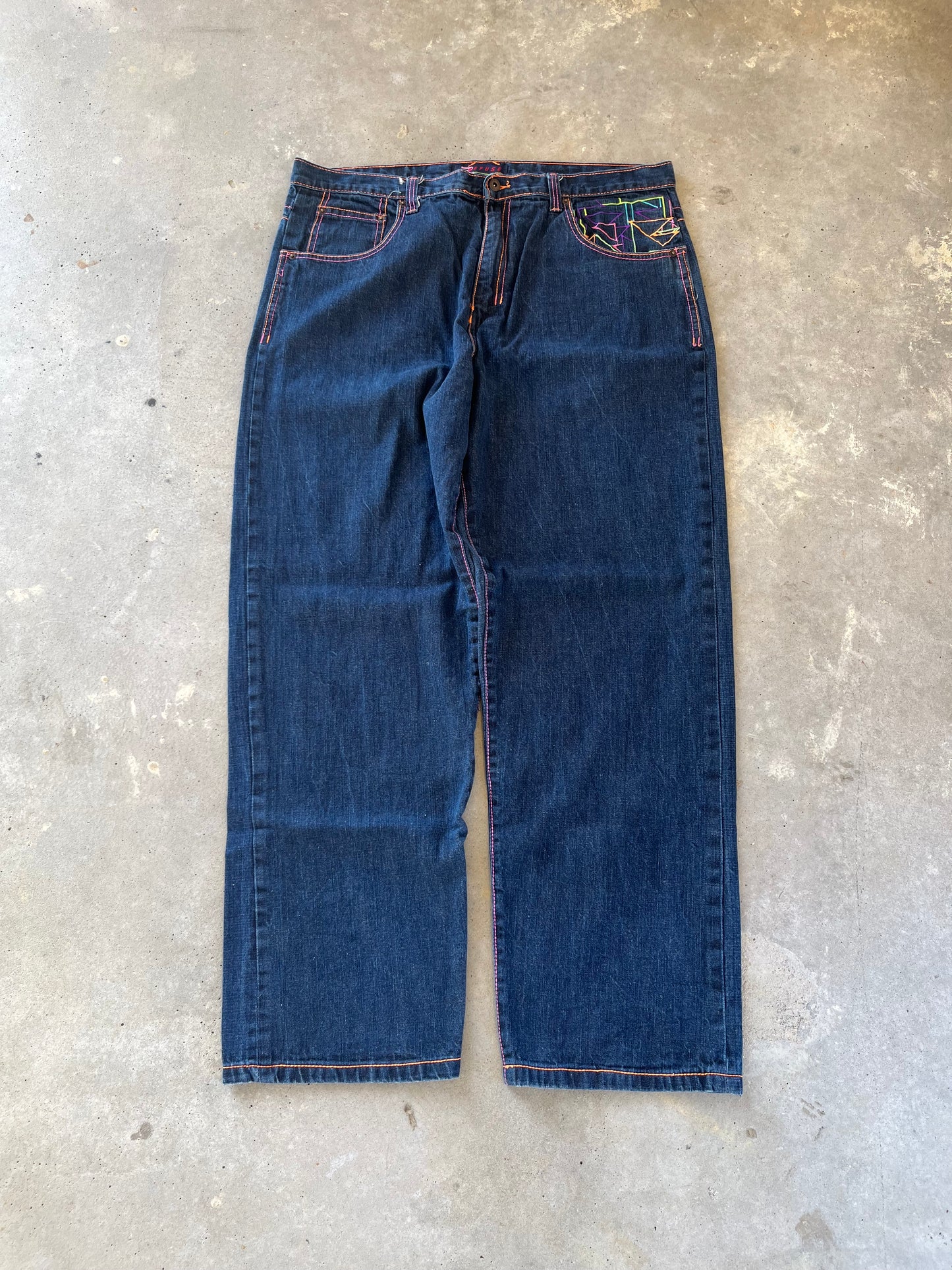 Y2K Refuse Denim Embroidered Jeans [40x33]