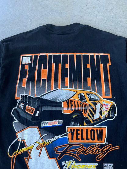 '02 Mr.Excitement Nascar Yellow Racing T-Shirt [L]