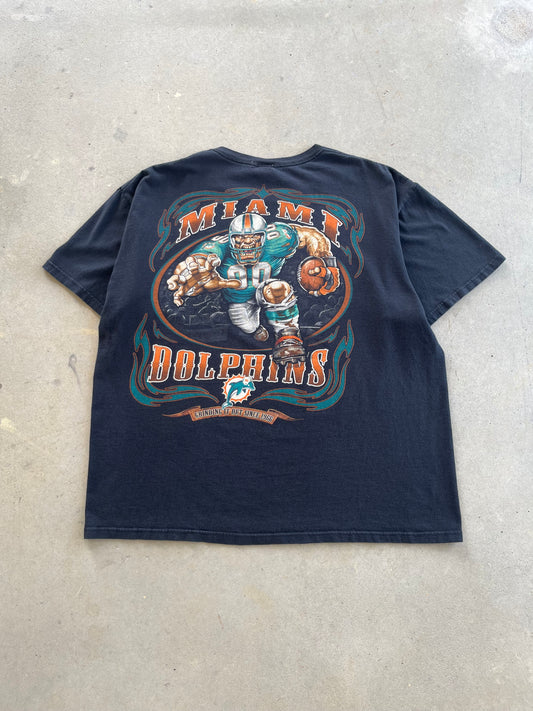 00’s Miami Dolphins NFL Caricature Breakthrough T-Shirt [XL]