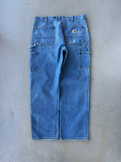 90’s Carhartt Double Knee Denim Thrashed Pants [34x30]