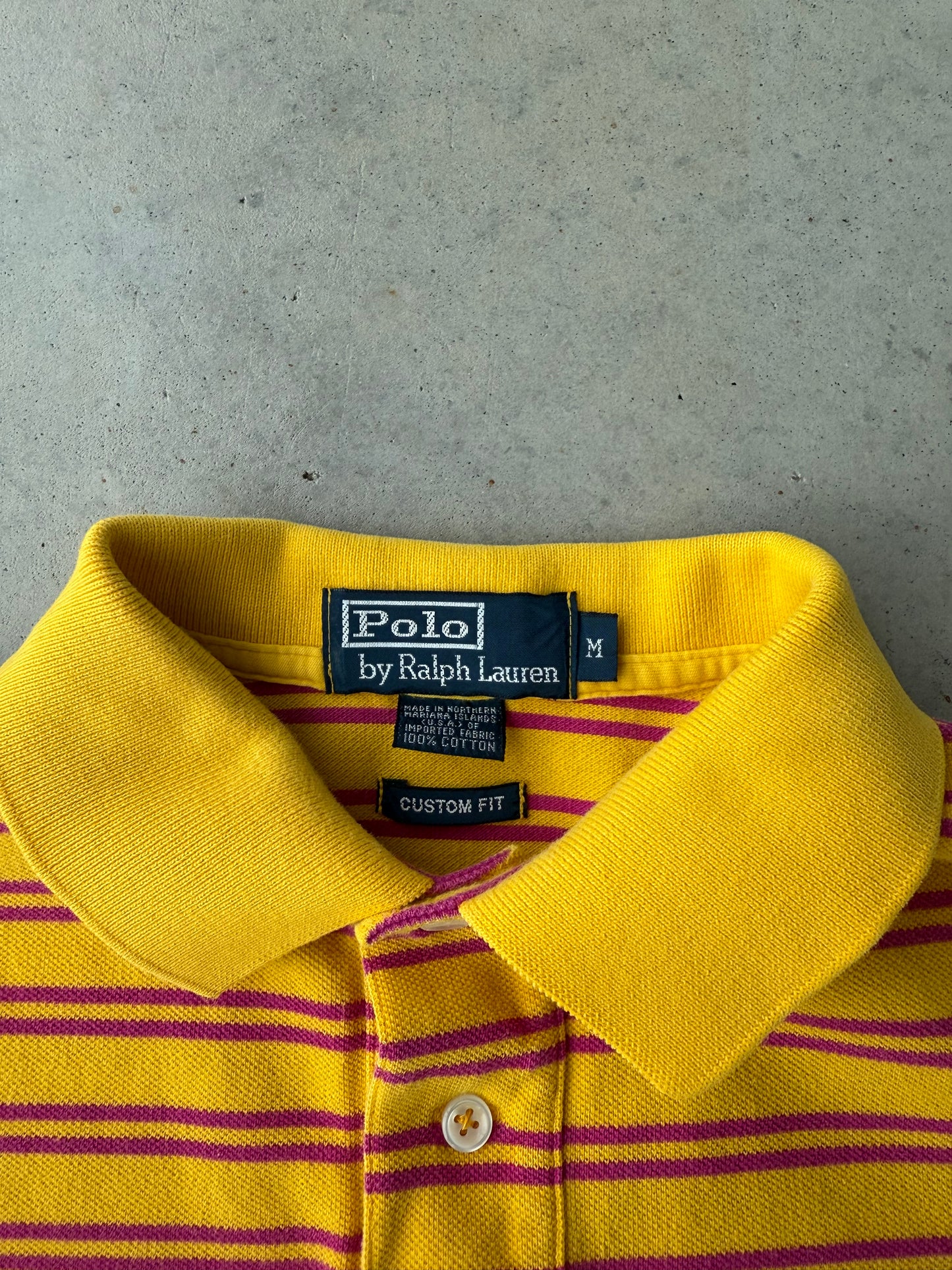 00’s Polo Ralph Lauren Yellow & Pink Striped Polo [M]