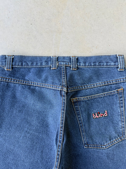 90’s Blind Skateboards Embroidered Denim Jean Shorts [34]
