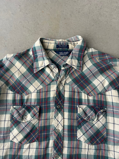 90s Western Pearl Snap Flannel [XL]